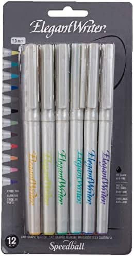 Speedball Elegant Writer Calligraphy 12 Marker Set, Assorted Colors, 1.