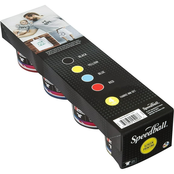Speedball Fabric Screen Printing Ink - Starter Set, Set of 6, 4 oz, Jars