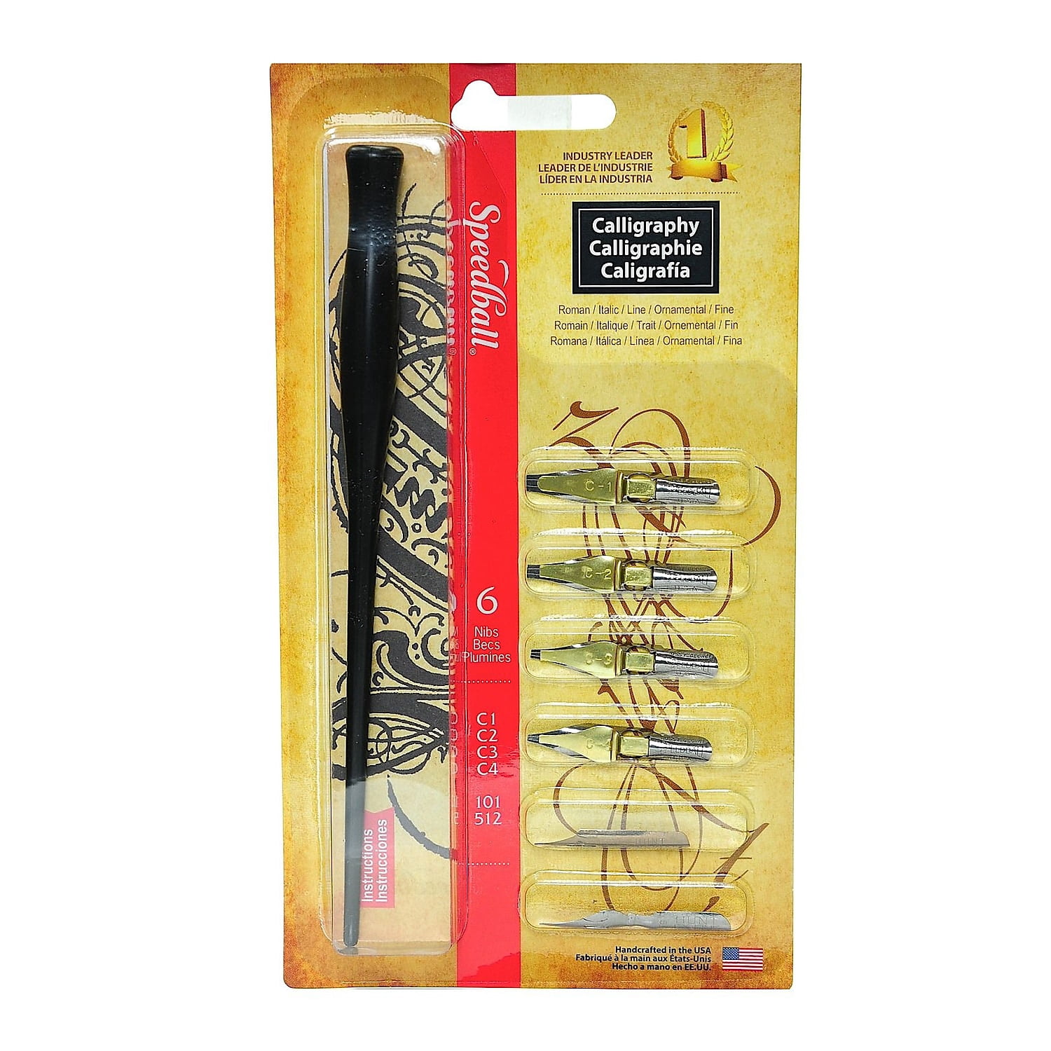 Speedball Flat Pen Nibs Assorted 4/Set 2/Pack (39540-PK2)