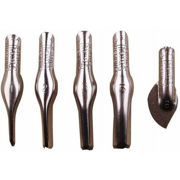 Speedball Linoleum Cutters - 5 Assorted Carving Printmaking Cutter Types, Made in the