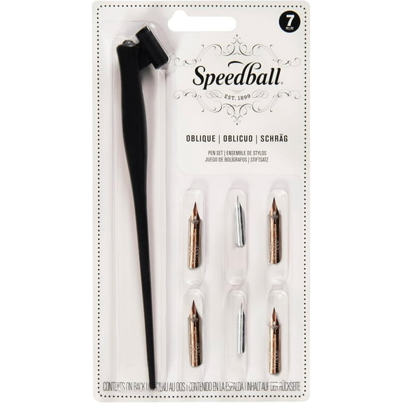 Speedball Oblique Pen Set with 6 Nibs and Holder