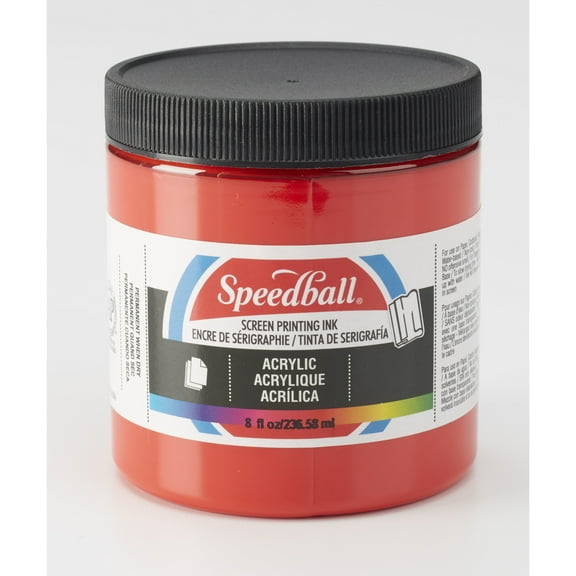 Speedball Permanent Acrylic Screen Printing Ink, 8 oz., Medium Red