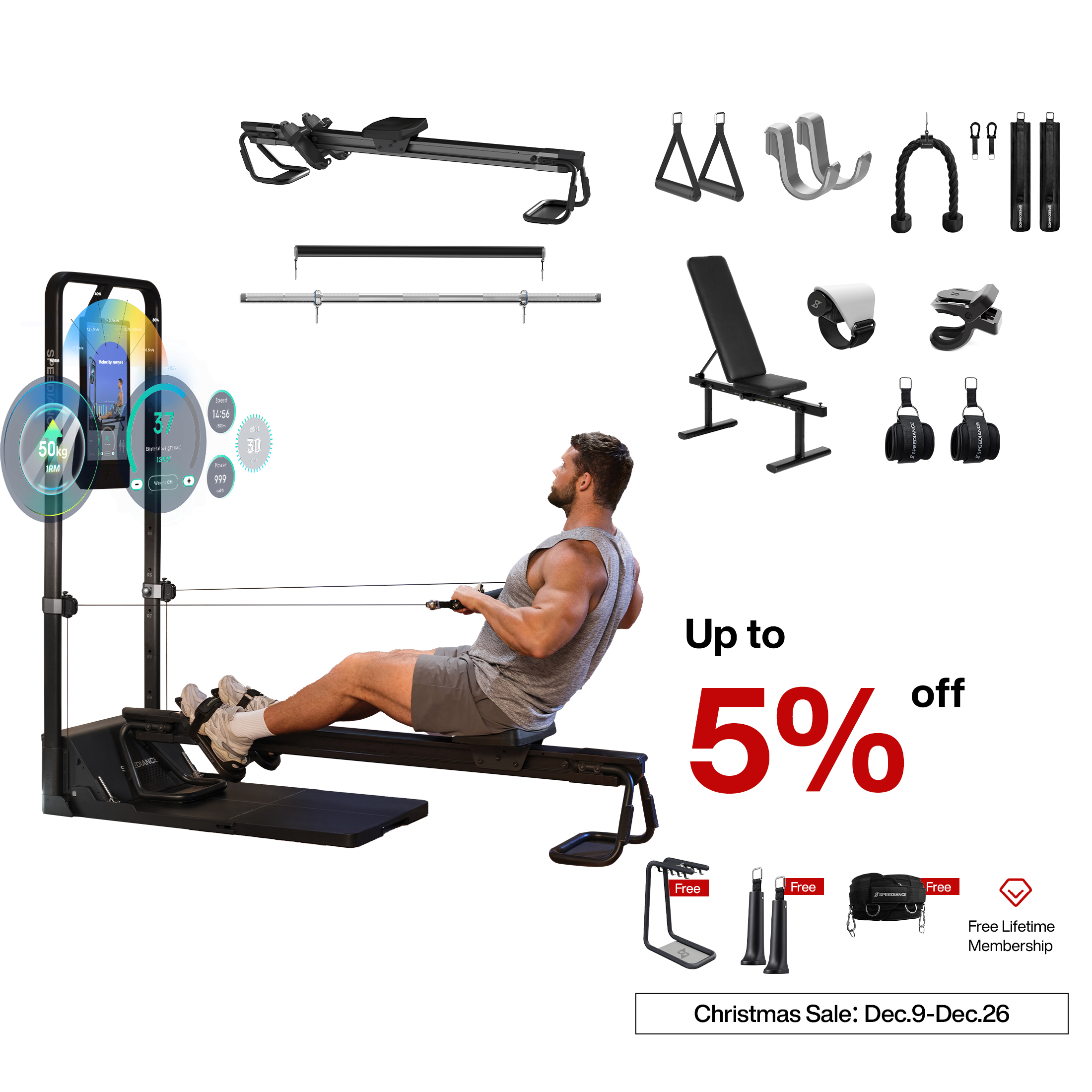 Speediance AI-Powered Smart Home Gym System, Multi-functional Smith Workout Machine & Full Body Strength Training Fitness Equipment, All-in-One Training Machine with Digital Weight Gym Monster 2