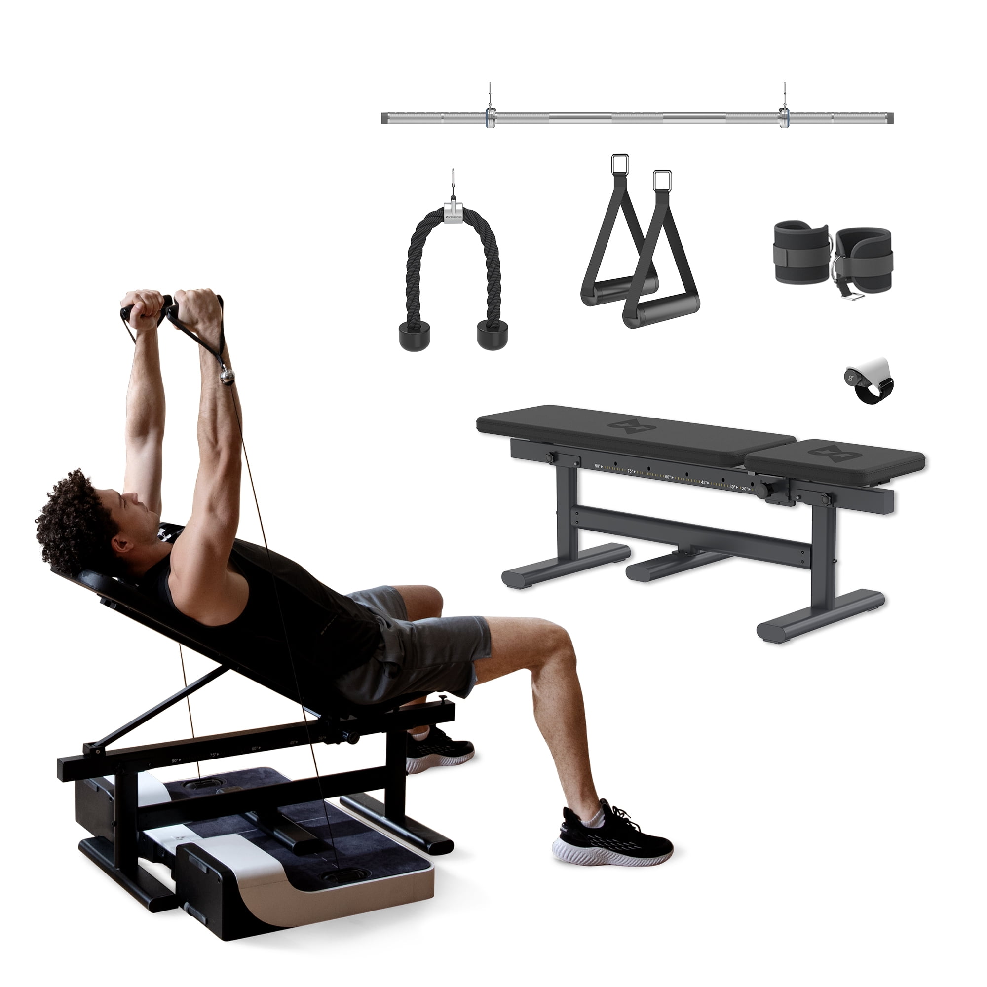 Costway Portable Home Gym Full Body Workout Equipment w/ 8 Exercise Accessories, Black