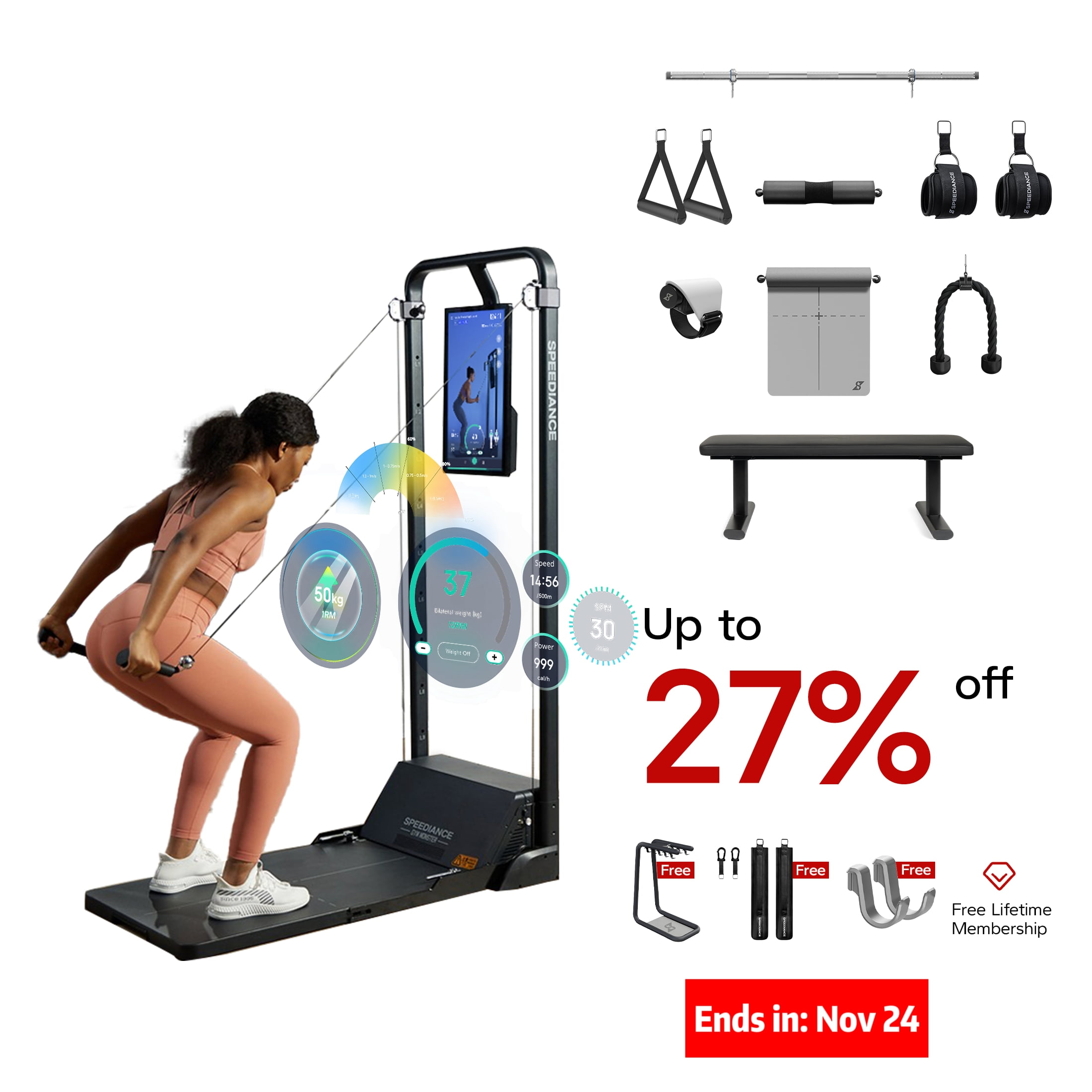 Speediance AI Powered Smart Home Gym System Multi functional Smith Workout Machine Full Body Strength Training Fitness Equipment All in One