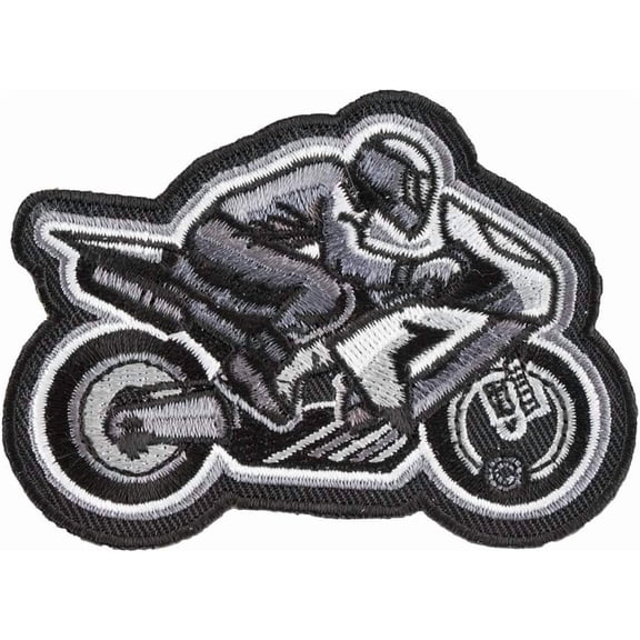 Speeding Gray Rider Motorcycle, Biker Patches Manufactured by PatchStop