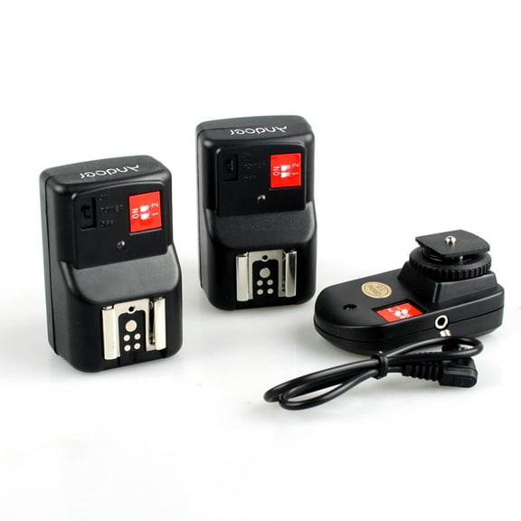 Speedlite 4 Channels Wireless Remote Flash Trigger 433Mhz Universal 1 Transmitter And 2 Receivers Black