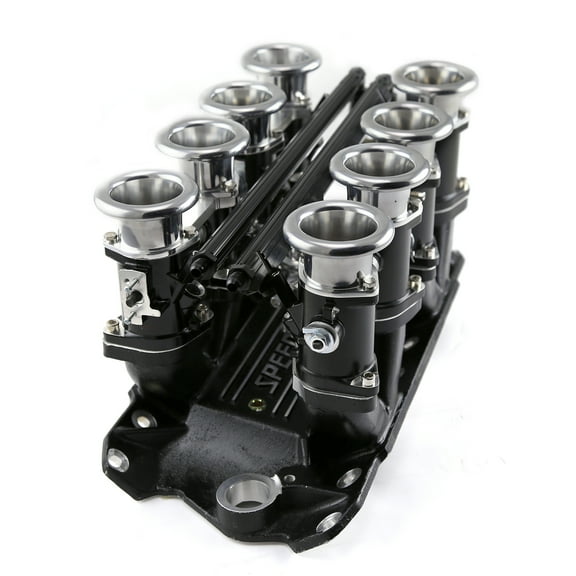 Speedmaster 1-148-004 Compatible with Chevy SBC 350 Downdraft EFI Stack Intake Manifold System Complete Black