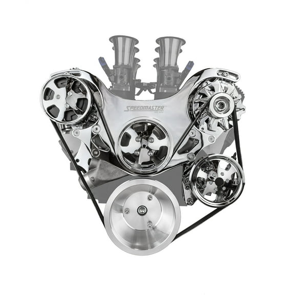 Speedmaster 1-673-002-01 Compatible with Chevy BBC 454 Aluminum Complete Serpentine Belt Drive System Kit [Polished]