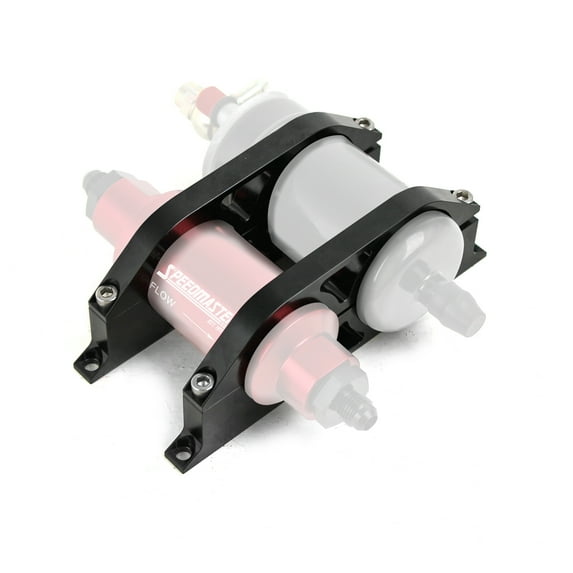 Speedmaster PCE142.1005 044 EFI Fuel Pump & Filter Dual Mounting Bracket Set Black Anodized Aluminum