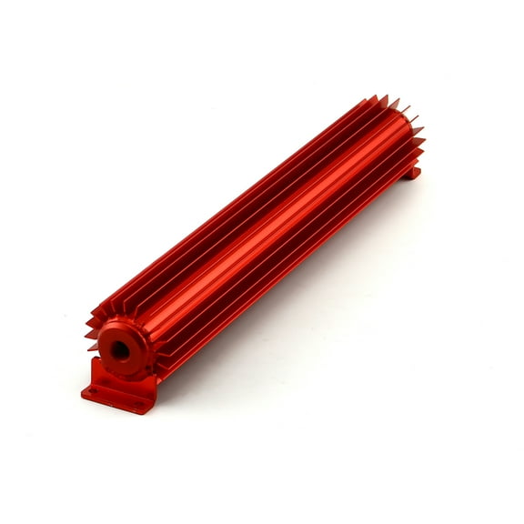 Speedmaster PCE186.1008 18" Red Anodized Single Pass Transmission Oil Cooler With Fittings