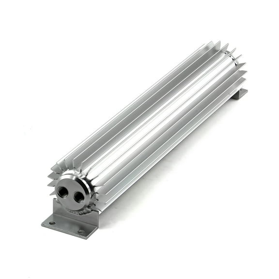 Speedmaster PCE186.1020 15" Silver Anodized Dual Pass Transmission Oil Cooler With Fittings