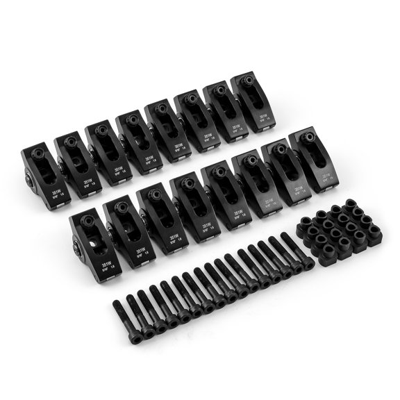 Speedmaster PCE261.1133.03 Compatible with Ford SB 289 302 Windsor Adjustable 5/16 Stud Mount 1.6 Aluminum Rocker Arms Set [Black]