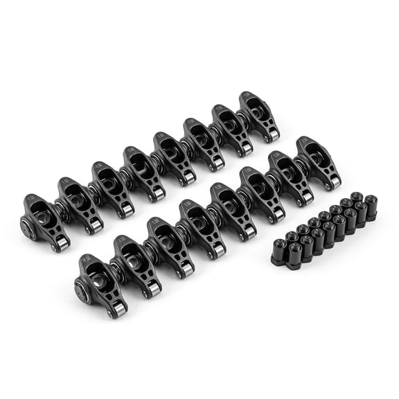 Speedmaster PCE261.1160 Compatible with Chevy SBC 350 1.5 Ratio 3/8" Ultra Black Chromoly Roller Rocker Arms Set