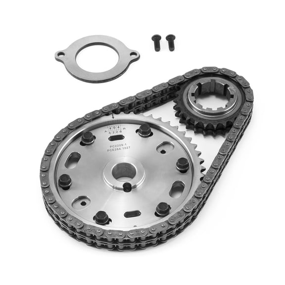 Speedmaster PCE264.1027 Compatible with Ford 302 351C Cleveland Double Roller Adjustable Billet Steel Timing Chain Kit