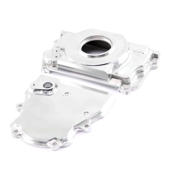 Speedmaster PCE265.1035 Compatible with Chevy GM GEN IV LS2 LS3 Polished Front 2pc Timing Cover with Cam Sensor Port