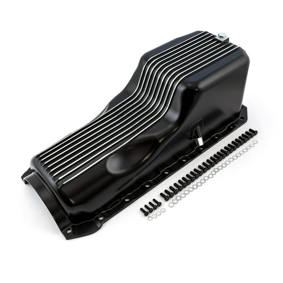 Speedmaster PCE300.1090.02 Compatible with Chevy BBC 454 2Pc Early Gen 4 1965 - 1990 Black Finned Aluminum Oil Pan