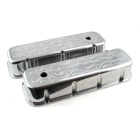Speedmaster PCE314.1028.08 Compatible with Chevy BBC 454 Aluminum Flamed Valve Cover - Tall w/ Hole