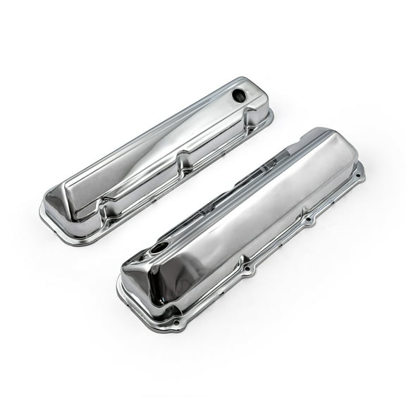 Speedmaster PCE314.1045 Compatible with Ford 429 460 Chrome Steel Valve Covers - 3 1/2" Tall w/ Baffled Hole