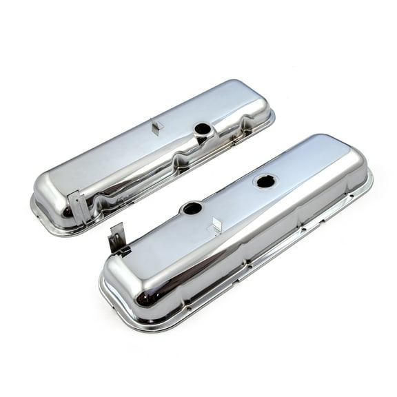 Speedmaster PCE314.1055 Compatible with Chevy BBC 454 STD Style Chrome Valve Covers - Short w/ Baffled Hole