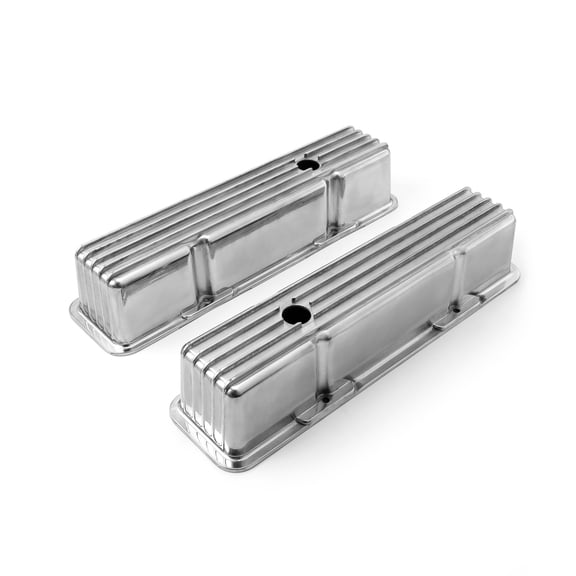 Speedmaster PCE314.1070.05 Compatible with Chevy SBC 350 Nostalgic Finned Aluminum Valve Covers - Tall w/Hole