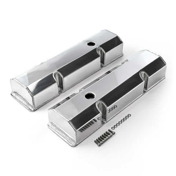Speedmaster PCE314.1100.01 Compatible with Chevy SBC 350 Fabricated Valve Covers Polished Tall w/ Hole