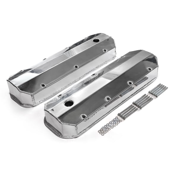 Speedmaster PCE314.1108.02 Compatible with Chevy BBC 454 Long Bolt Fabricated Valve Covers Polished Tall w/ Hole
