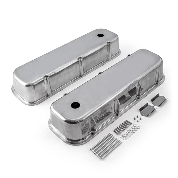 Speedmaster PCE314.1028.01 Compatible with Chevy BBC 454 Polished Aluminum Plain Valve Cover - Tall w/ Hole