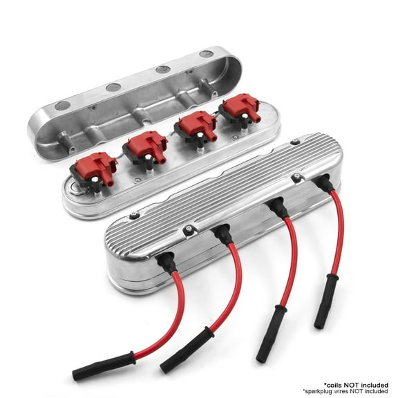 Speedmaster PCE314.1249.01 Compatible with Chevy LS 2pc Finned Vintage Hidden Coil Aluminum Valve Cover - Polished