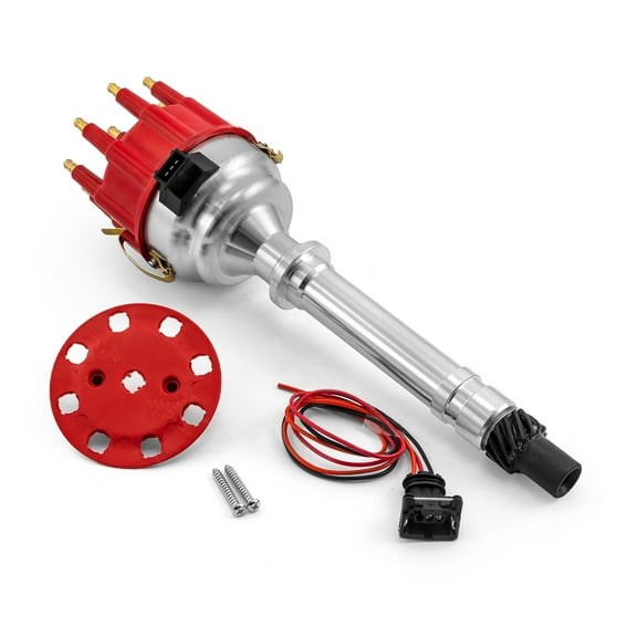 Speedmaster PCE376.1218.01 Compatible with Chevy SBC 350 BBC 454 8020 Series Pro Billet Ready to Run Distributor [Red]