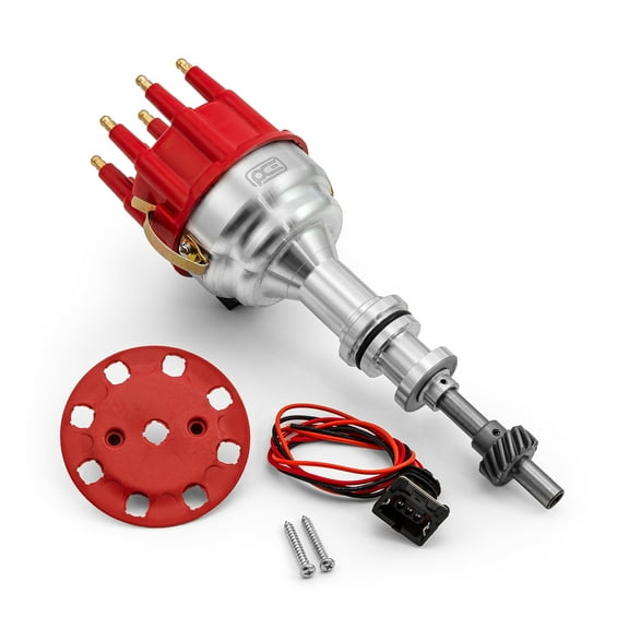 Speedmaster PCE376.1225.01 Compatible with Ford 351W Windsor 8020 Series Pro Billet Ready to Run Distributor [Red]