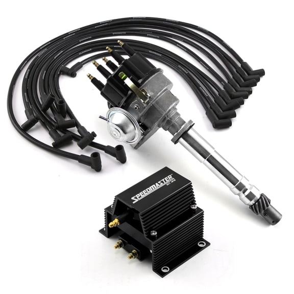 Speedmaster PCE385.1004.01 Compatible with Chevy SBC 350 BBC 454 Ready-to-run Black Ignition Distributor Combo