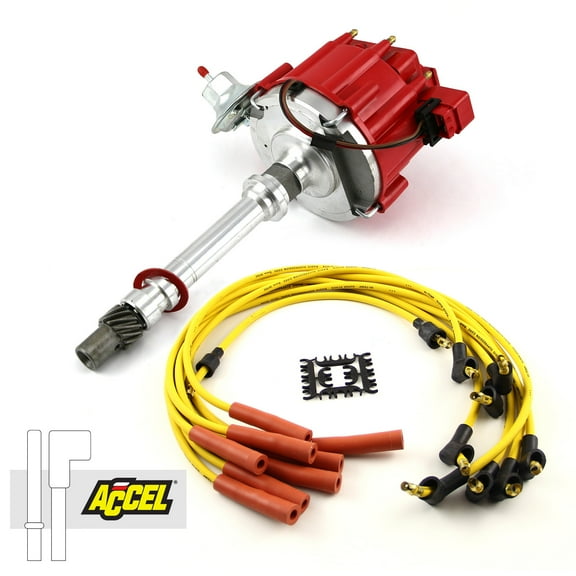 Speedmaster PCE385.1036 Compatible with Chevy SBC 350 BBC 454 HEI Distributor Accel Spark Plug Wires Ignition Combo Kit