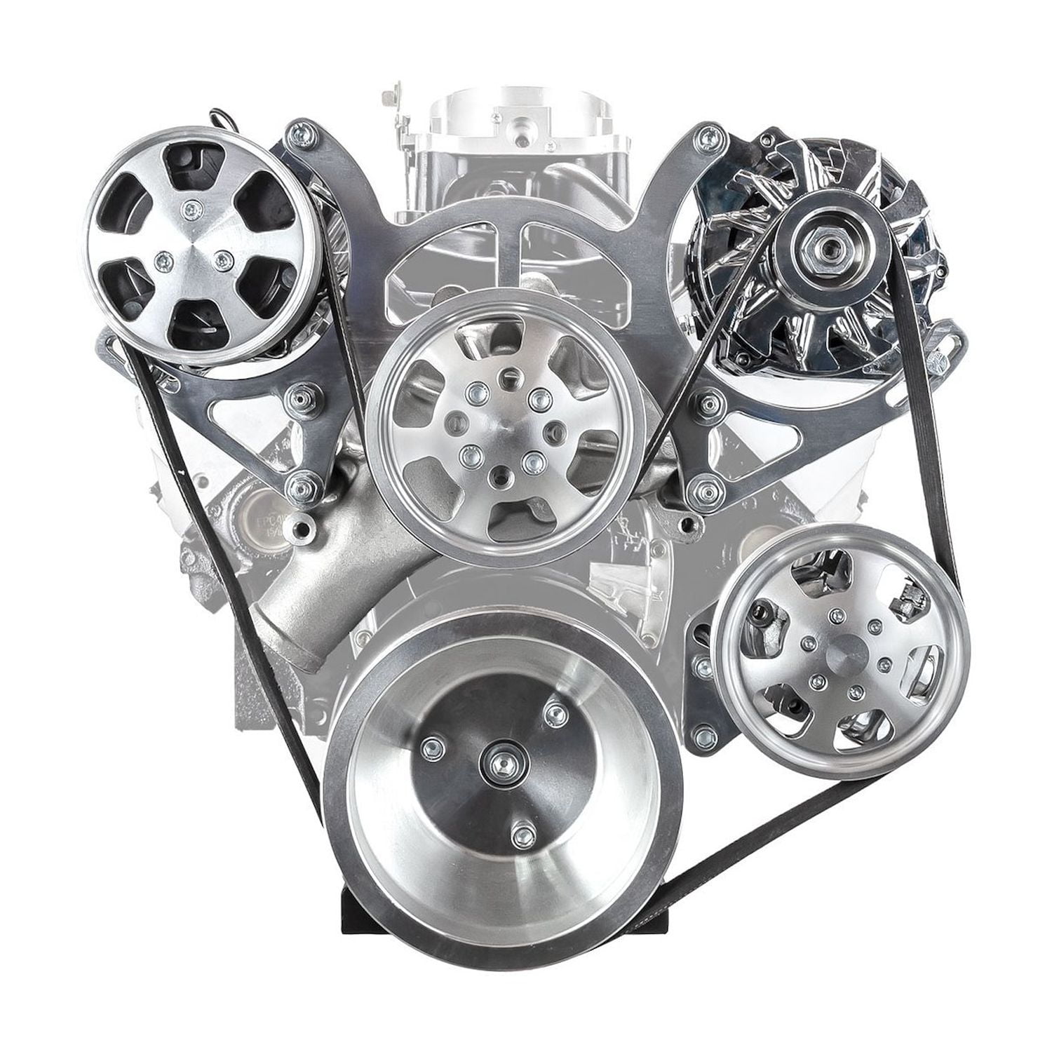 Small Block Chevy Serpentine Pulley Kit – For 283-400 SBC – Includes Alternator, AC, Brackets