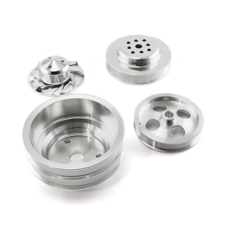 Speedmaster PCE415.1039 Fits Chevy SBC Serpentine Pulley Kit Long Water Pump with Type 2 Power Steering Pump Walmart