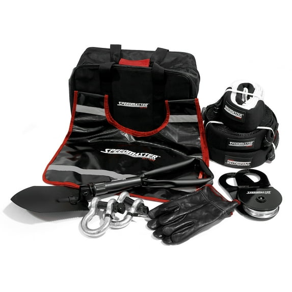 Speedmaster PCE565.1001 4WD Winch Recovery Kit Plus (Snatch Shackle Straps Gloves Bag) 10pc