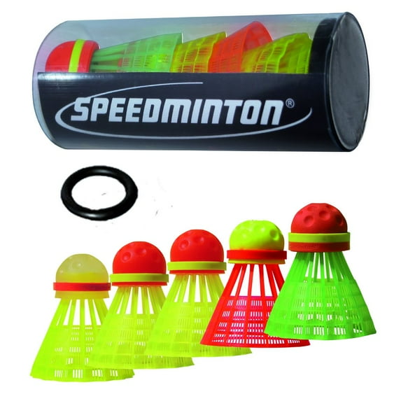 Speedminton Badminton 5 Speeder Mixed Tube Shuttlecocks, Multicolor, 1 lbs, 5 Count