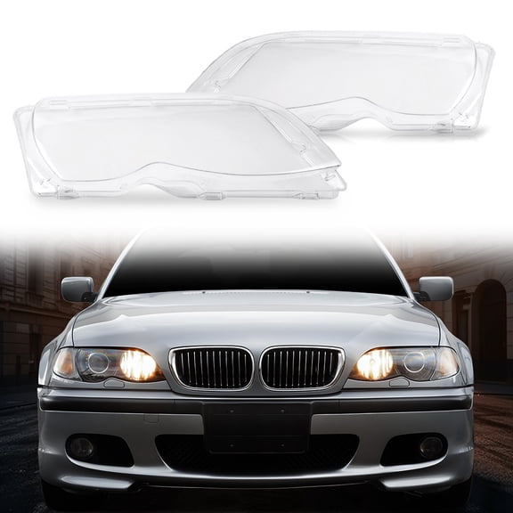 Speedmotor 2Pcs Car Headlight Clear Lense Cover Replacement for BMW E46 320i 325i 325xi 330i 330xi 4 Door 2002-2005 Headlight Lens Cover Left + Right Side