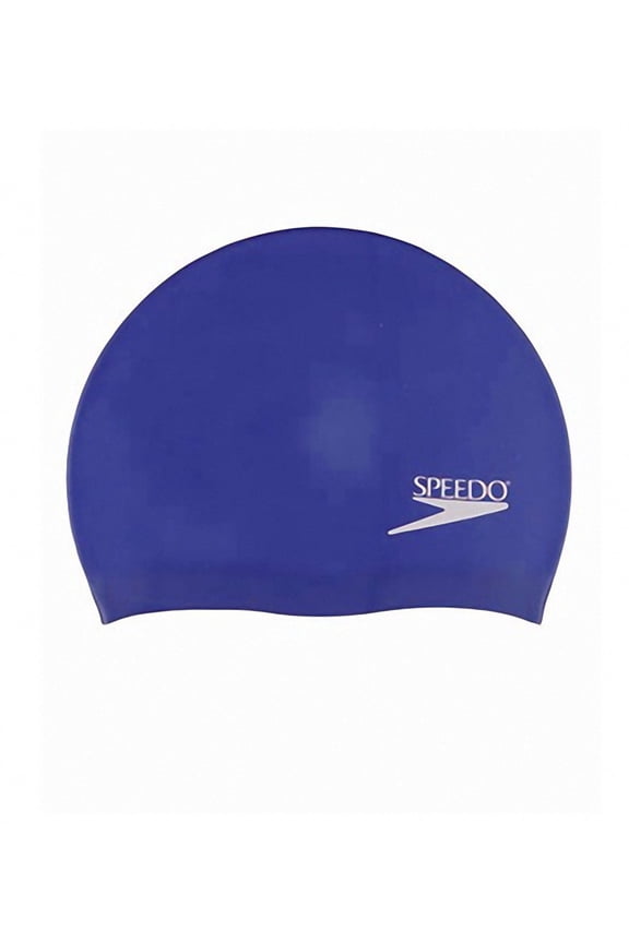 Adult Solid Silicone Swimming Dome Swim Cap - Blue, One-Size Stretch Fit