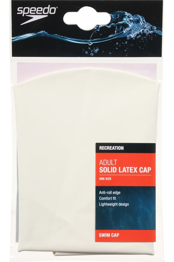 Adult White Solid Latex Swim Cap One Size 1 ea