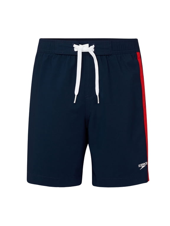 Boy's Solid Colorblock Stripe Boardshort with Comfort Brief Liner, Sizes XXS-XL