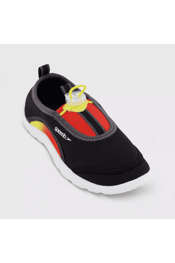 Boys' Shoes Slip-Resistant, Round Toe Black-Steel Gray W/Orange And Red, Medium