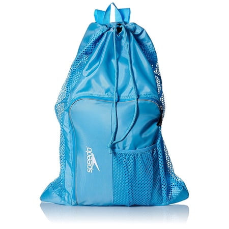 Speedo Deluxe Ventilator Mesh Bag with Shoulder Straps Quick-Drying Breathability and Strength, Adult, Polyester, and Nylon Mesh Blue Grotto