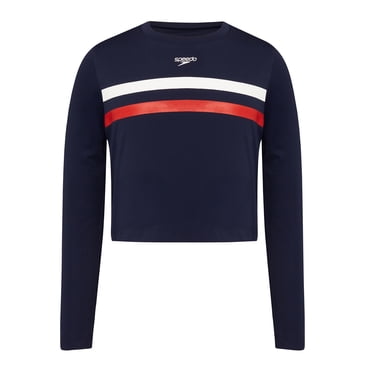 Speedo Girls Solid Colorblock Rashgaurd, Sizes XXS-XL