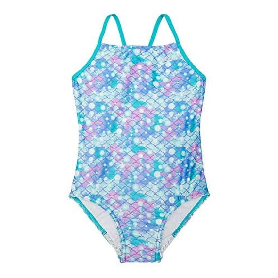Speedo Girls Thin Strap One Piece Swimsuit (Ceramic, X-Small 5/6)