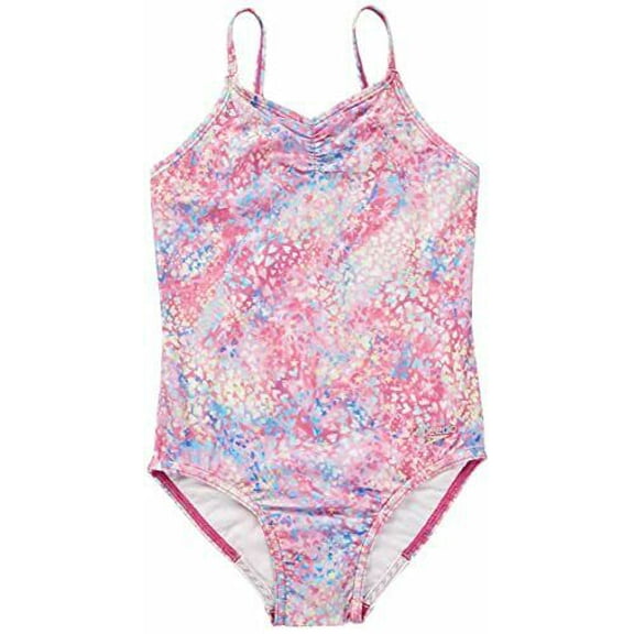 Speedo Girls Thin Strap One Piece Swimsuit Pink Medium