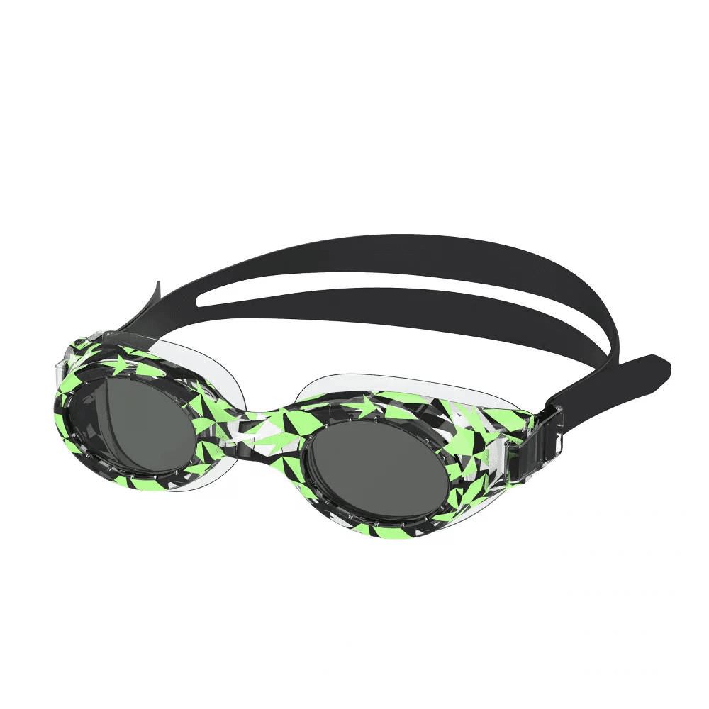 Speedo Junior Glide Print Swim Goggles Ages 6-14 - Lime/Black Geo
