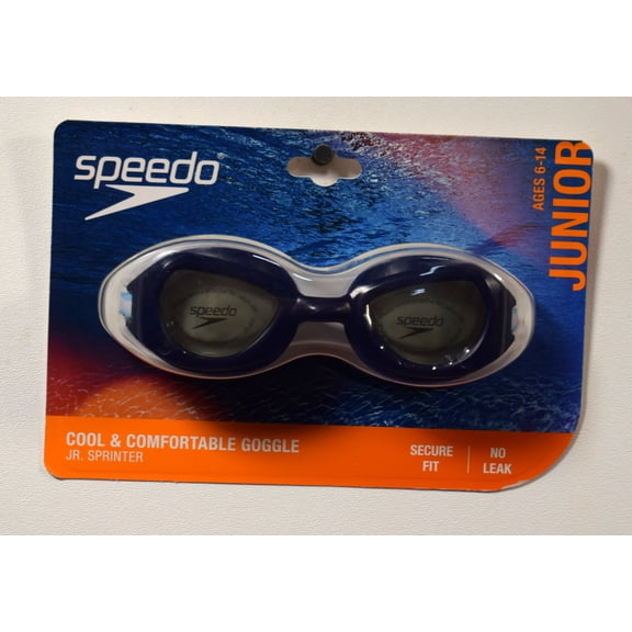 Speedo Junior Sprinter Swim Goggle- Navy/Gray Ages: 6-14