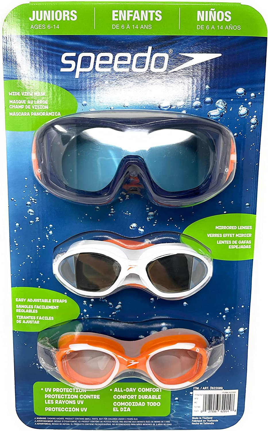 Speedo Junior Swim Goggles 3Pack, MultiColor & Shape Variety Pack