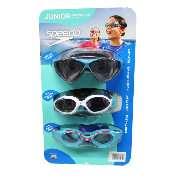 Speedo Gafas de natación para niños, paquete de 3, multicolor y forma,  estilo de gafas de sol geniales, protección UV, fáciles de ajustar, gafas